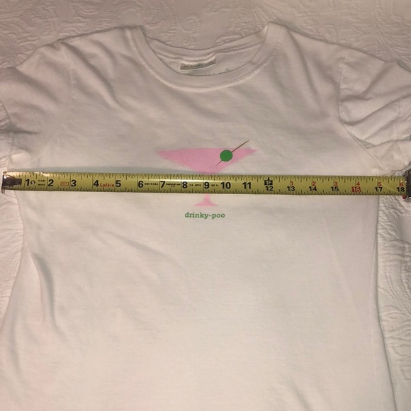 Drinky-Poo~WhiteT-Shirt with Pink Martin glass~Lg - Picture 5 of 5